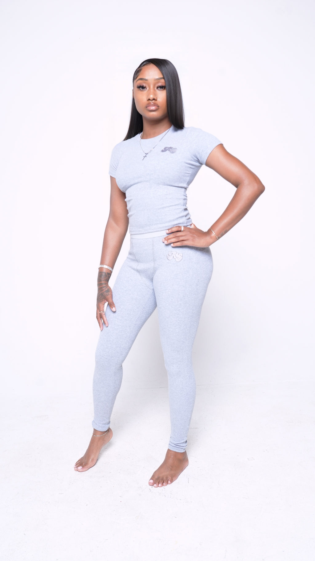 GREY AG FITTED CREW NECK SHORT SLEEVE T-SHIRT